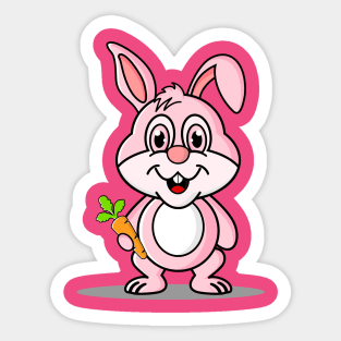 cute rabbit holding carrots Sticker